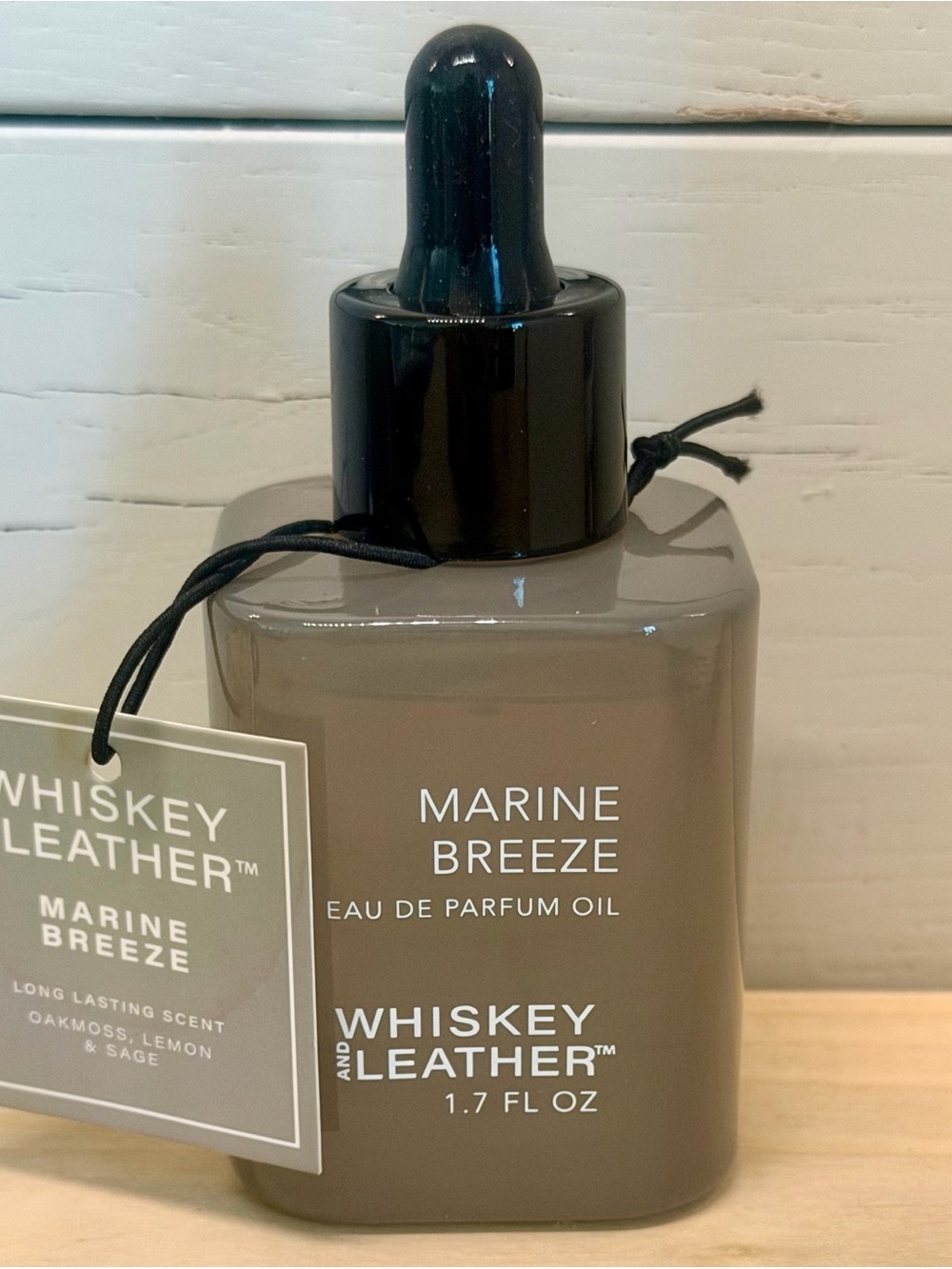 Whiskey & Leather Marine Breeze Scented Oil Dropper 1.7oz Oakmoss Lemon Sage